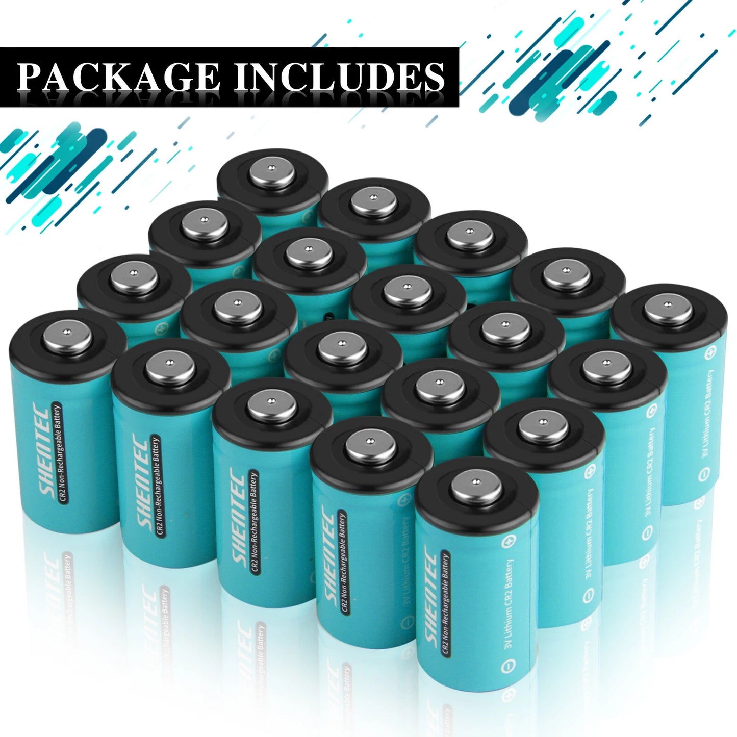 SHENTEC 20 Stück 1000mAh 3 Volt CR-2 CR2 Lithiumbatterie für DR2R DLCR2 KCR2 CR17355