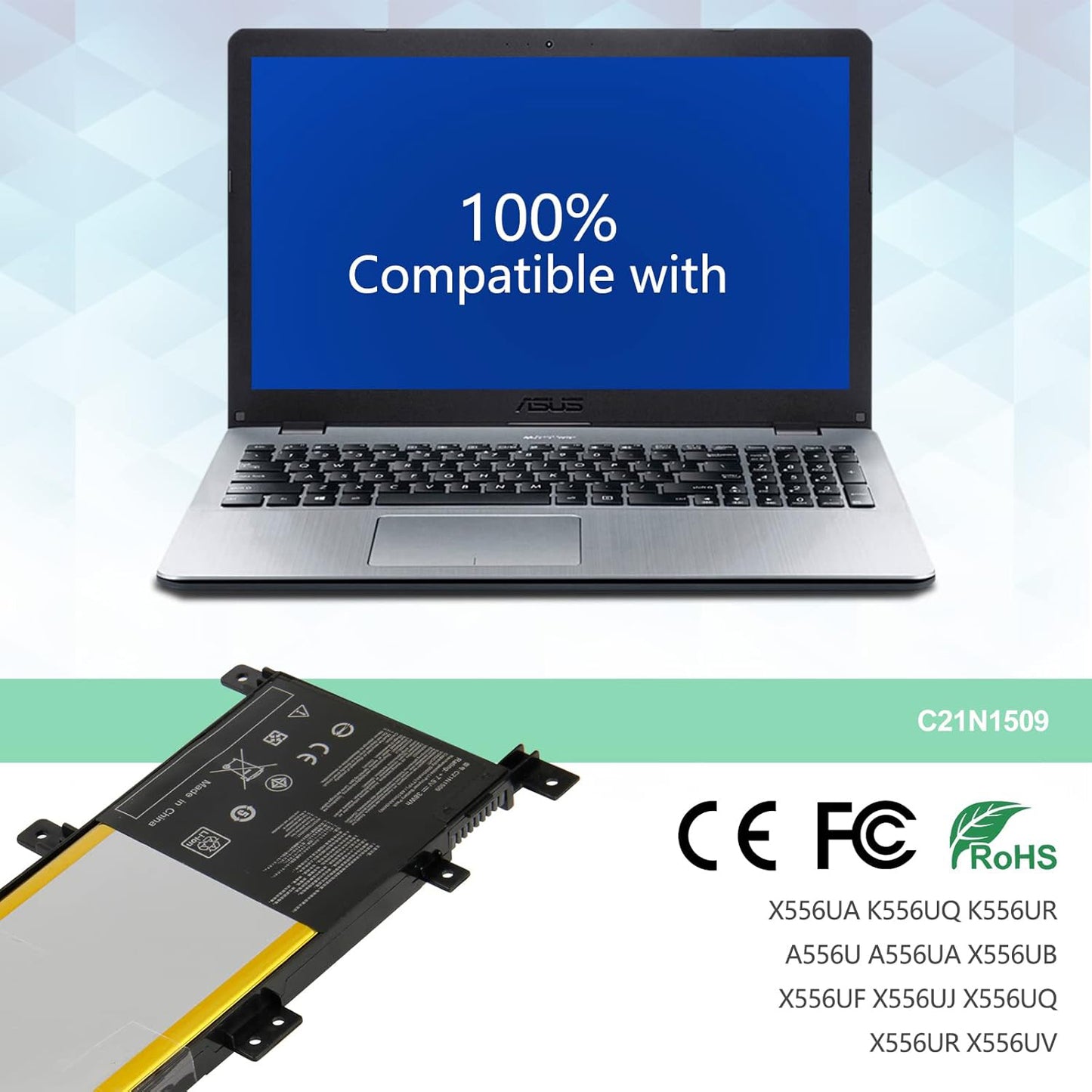 SHENTEC 7.6V 38Wh C21N1509 Akku für Asus VivoBook