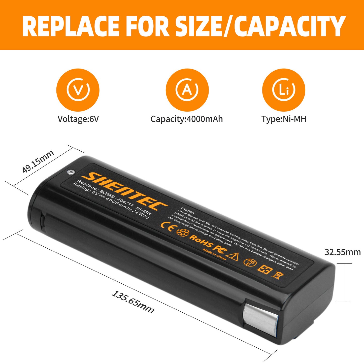 SHENTEC 4AH 6V Ni-MH-Akku für Paslode 404717 900400 902200 IM50 IM65 IM250