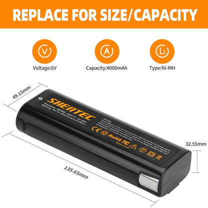SHENTEC 4AH 6V Ni-MH-Akku für Paslode 404717 900400 902200 IM50 IM65 IM250