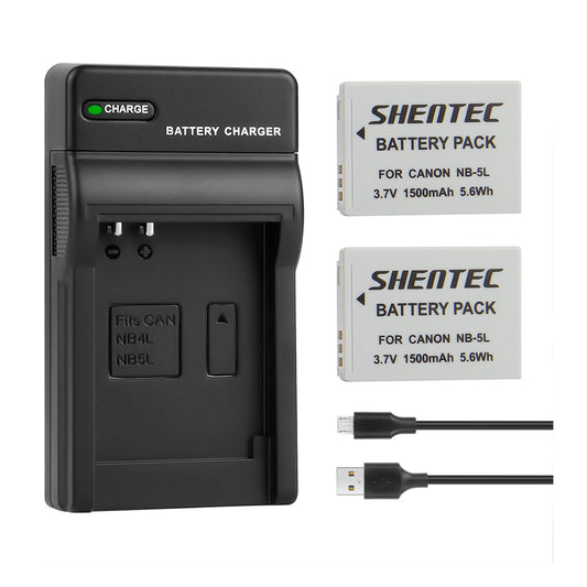SHENTEC 2X NB-5L Akku + Ladegerät für Canon PowerShot SD790 SD800 SD700 IS NB5L NB-5LH