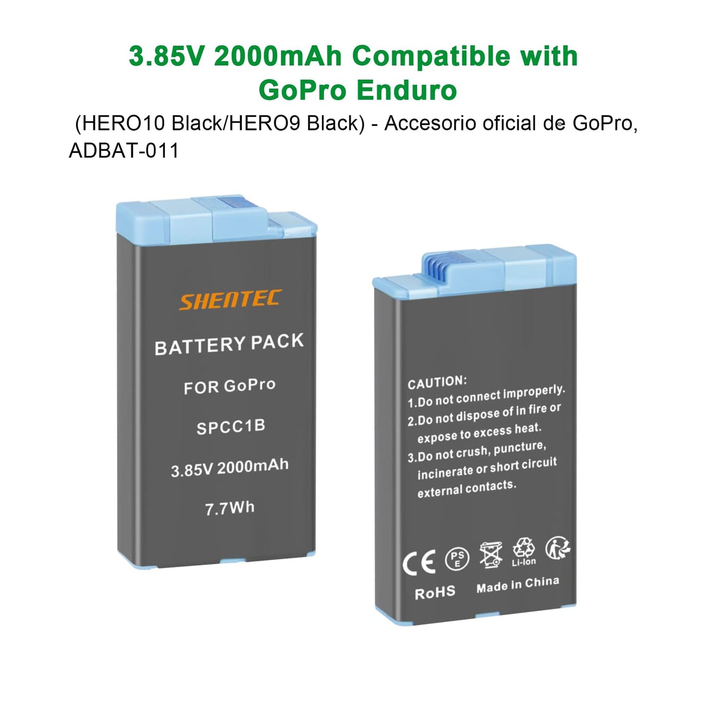 SHENTEC 2X 3.85V Battery 2.0Ah für Insta 360 Ace Pro-001/Ace Pro/Ace + Doppel-Ladegerät