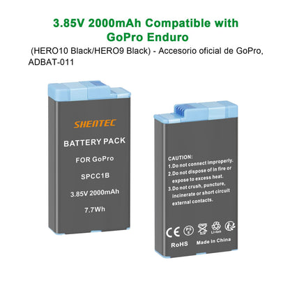 SHENTEC 2X 3.85V Battery 2.0Ah für Insta 360 Ace Pro-001/Ace Pro/Ace + Doppel-Ladegerät