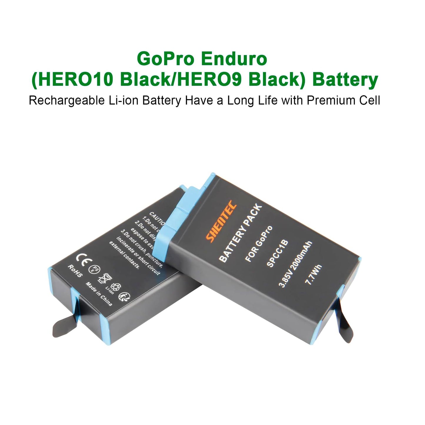 SHENTEC 2X 3.85V Battery 2.0Ah für Insta 360 Ace Pro-001/Ace Pro/Ace + Doppel-Ladegerät