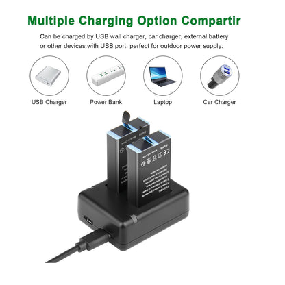 SHENTEC 2X 3.85V Battery 2.0Ah für Insta 360 Ace Pro-001/Ace Pro/Ace + Doppel-Ladegerät