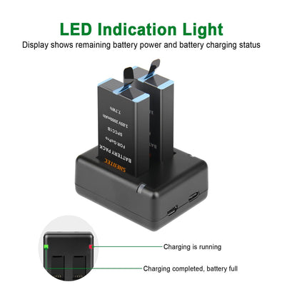 SHENTEC 2X 3.85V Battery 2.0Ah für Insta 360 Ace Pro-001/Ace Pro/Ace + Doppel-Ladegerät