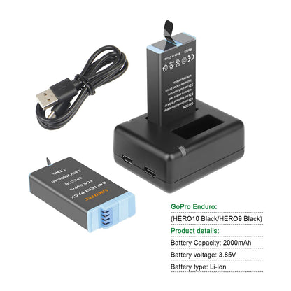 SHENTEC 2X 3.85V Battery 2.0Ah für Insta 360 Ace Pro-001/Ace Pro/Ace + Doppel-Ladegerät