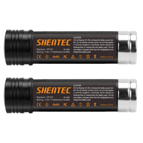 SHENTEC 2X 3.6V 3600mAh Ni-MH AKKU FÜR BLACK&DECKER VP100 VP130K VP368 VP940 VP110 VP143