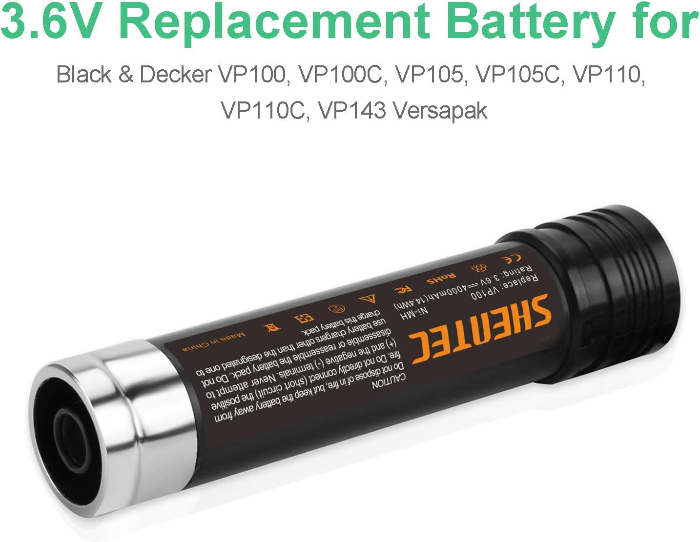 SHENTEC 2X 3.6V 3600mAh Ni-MH AKKU FÜR BLACK&DECKER VP100 VP130K VP368 VP940 VP110 VP143