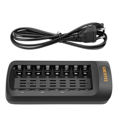 SHENTEC Intelligentes LED-Ladegerät für 8 AA/AAA Ni-MH/Ni-Cd-Akkus