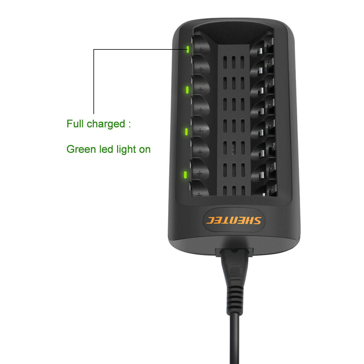 SHENTEC Intelligentes LED-Ladegerät für 8 AA/AAA Ni-MH/Ni-Cd-Akkus