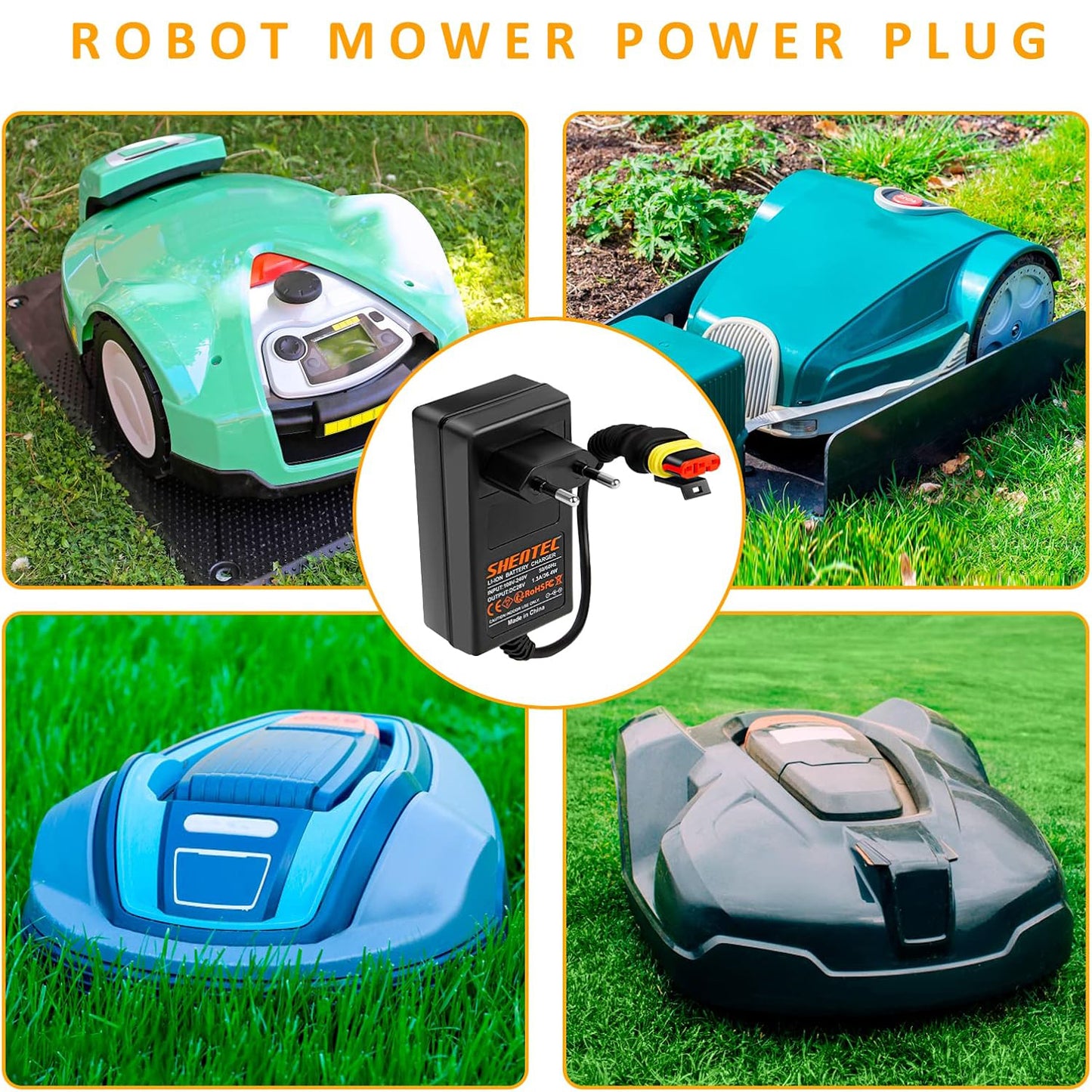 SHENTEC 28V 1.3A Batterieladegerät für Husqvarna Automower 105 305 310 Mark II 315 Mark II, 315 Mark II, Roboterrasenmäher