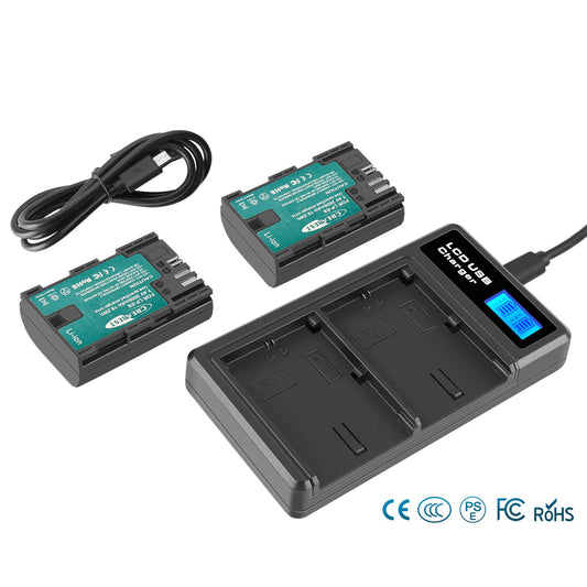 2xLP-E6 LP-E6N Akku + Doppelladegerät für Canon EOS 90D 5D Mark III IV 80D 60D 70D
