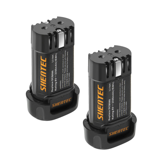 SHENTEC 2X 2000mAh 8V Li-Ion-Akku für Dewalt DCB080 DW4390 DCF680N2 DCF680G2 DCL023