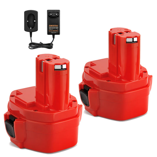 SHENTEC 2x 9.6V Akku + Ladegerät-Set für Makita PA09 9120 9122 6203D 6207D 6222D 9100