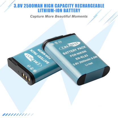 2X EN-EL23 Akku & Ladegerät Für Nikon Coolpix P900 S810c B700 P600 P610 P610s