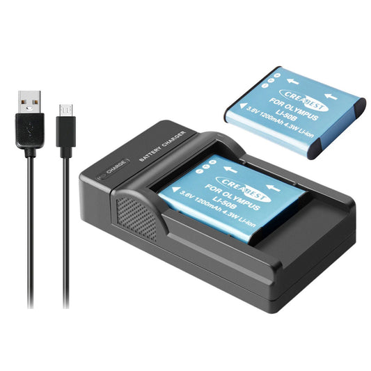 2x Li-50B Akku-USB-Ladegerät für Olympus SZ-30 SZ-20 XZ-10 SP-800UZ SP-815UZ