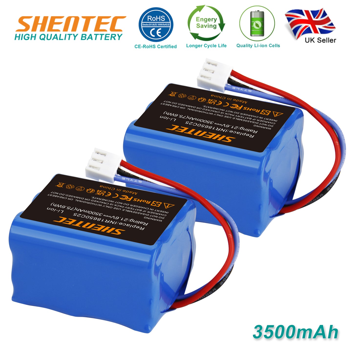 SHENTEC 2x3.5Ah 21,6V Li-Ion-Akku für Philips FC6721/01 FC6722/01 FC6723 FC6726 FC6729
