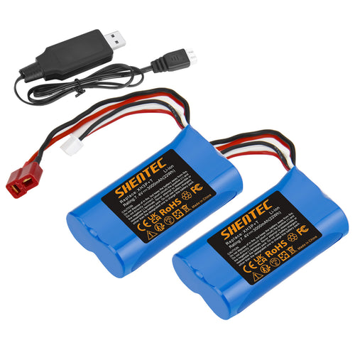 SHENTEC 7.4V 3.0Ah Li-Ion-Akku mit XH3P+T-Stecker für WLtoys 12401 12402 12403 RC-Auto