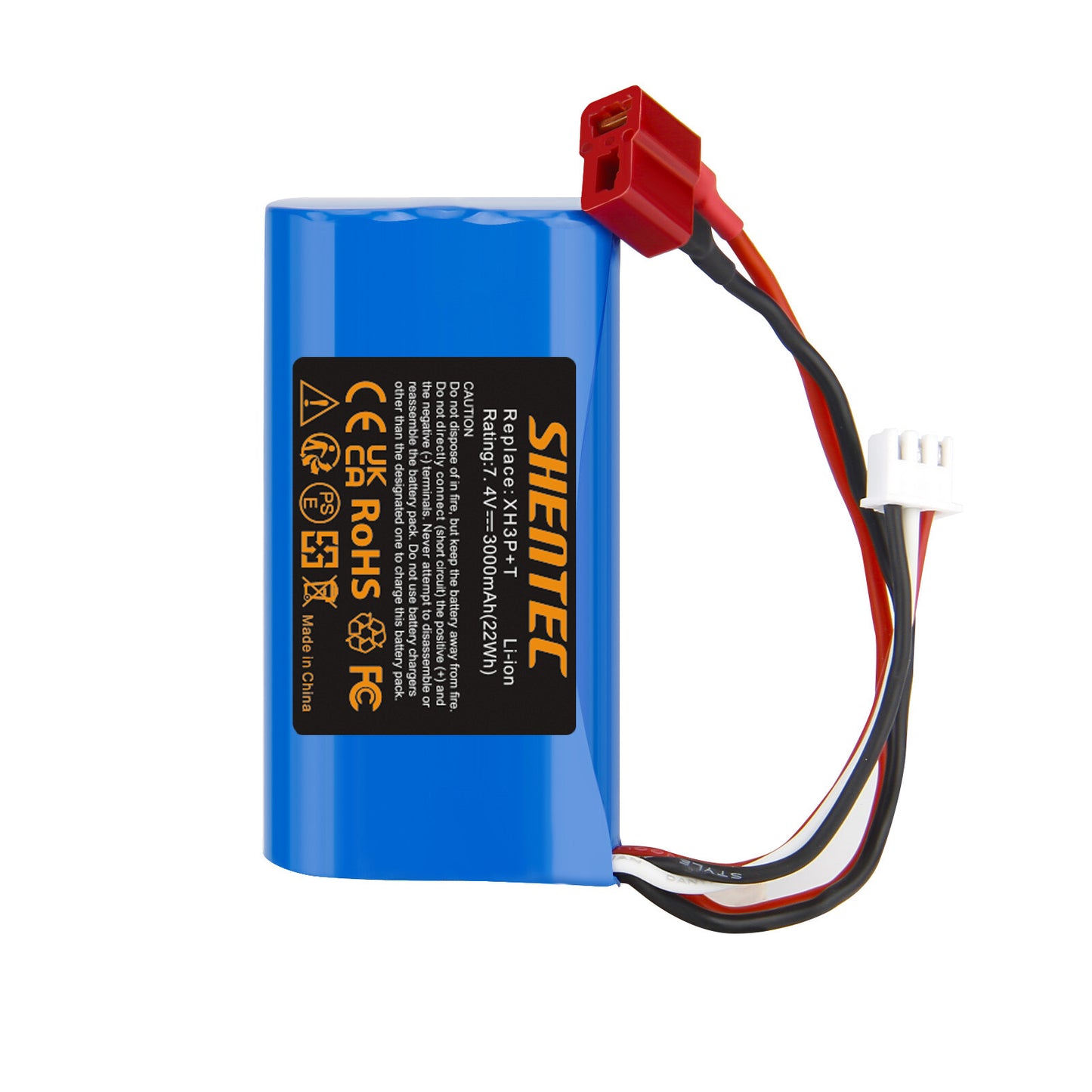 SHENTEC 7.4V 3.0Ah Li-Ion-Akku mit XH3P+T-Stecker für WLtoys 12401 12402 12403 RC-Auto