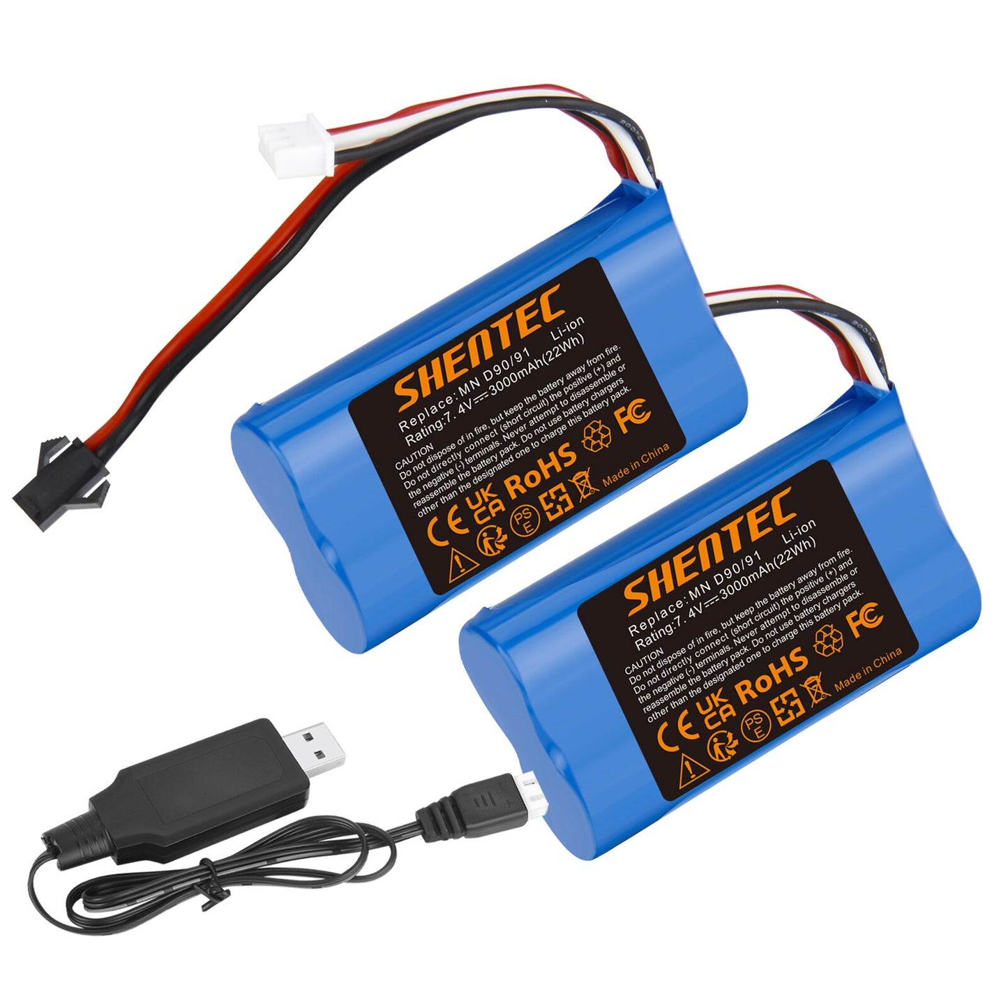 SHENTEC 3Ah 7.4V Li-Ion-Akku für MN D90/91 MN 99/99S RC-Auto Modell H101 H105 RC